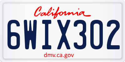 CA license plate 6WIX302
