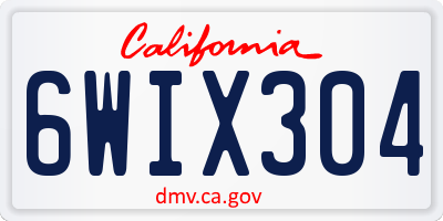 CA license plate 6WIX304