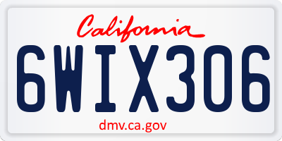 CA license plate 6WIX306