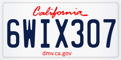 CA license plate 6WIX307