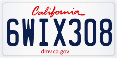 CA license plate 6WIX308