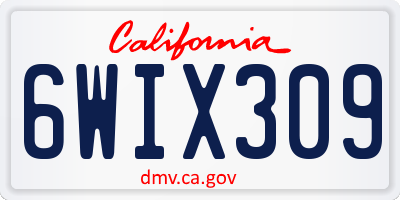 CA license plate 6WIX309