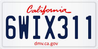 CA license plate 6WIX311