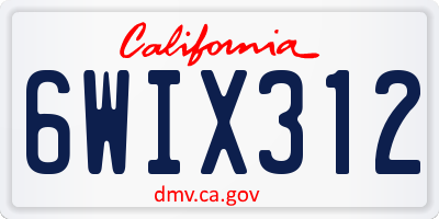 CA license plate 6WIX312