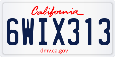 CA license plate 6WIX313