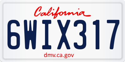 CA license plate 6WIX317