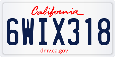 CA license plate 6WIX318