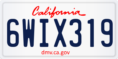 CA license plate 6WIX319