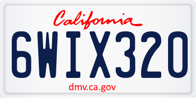 CA license plate 6WIX320