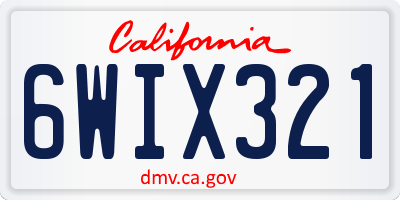 CA license plate 6WIX321