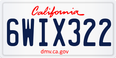 CA license plate 6WIX322
