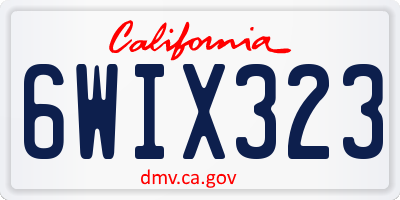 CA license plate 6WIX323