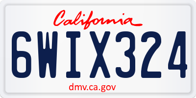 CA license plate 6WIX324