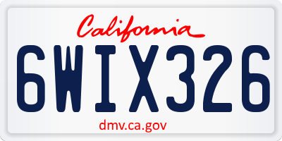 CA license plate 6WIX326