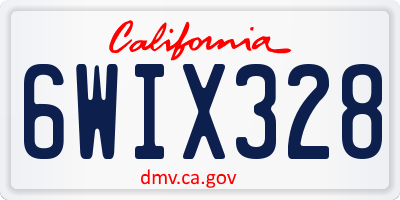 CA license plate 6WIX328