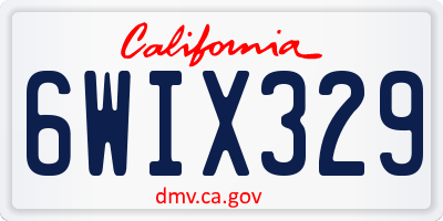 CA license plate 6WIX329