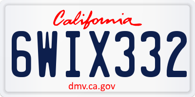 CA license plate 6WIX332