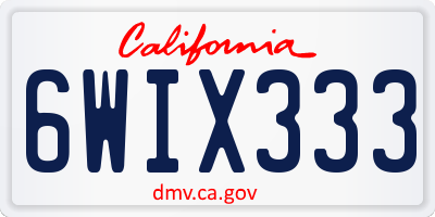 CA license plate 6WIX333