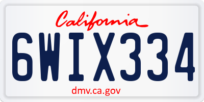 CA license plate 6WIX334