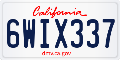 CA license plate 6WIX337