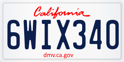 CA license plate 6WIX340