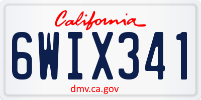 CA license plate 6WIX341