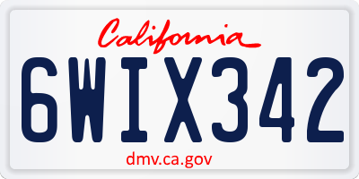 CA license plate 6WIX342