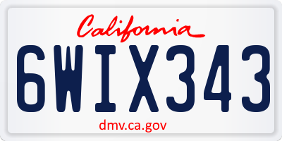 CA license plate 6WIX343