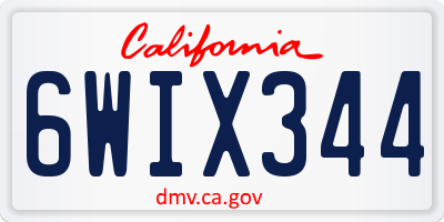 CA license plate 6WIX344