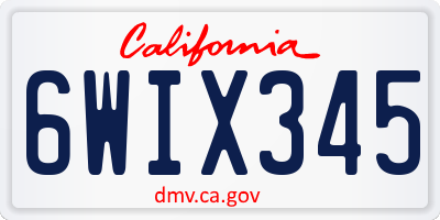CA license plate 6WIX345