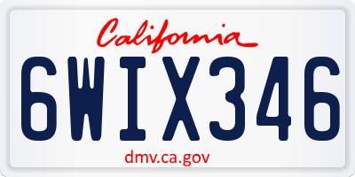 CA license plate 6WIX346