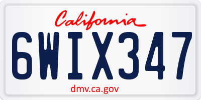 CA license plate 6WIX347