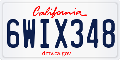 CA license plate 6WIX348
