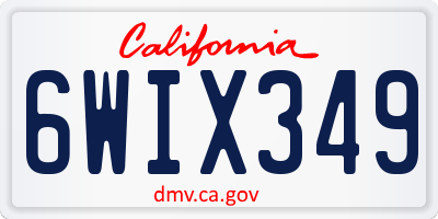 CA license plate 6WIX349