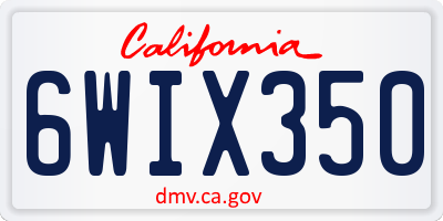 CA license plate 6WIX350
