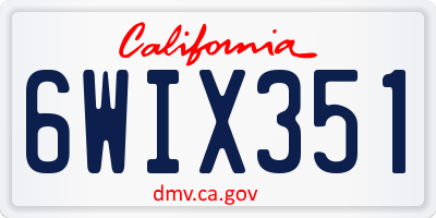CA license plate 6WIX351