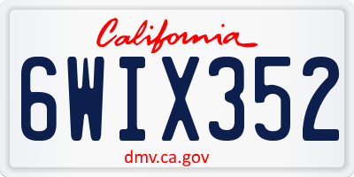 CA license plate 6WIX352