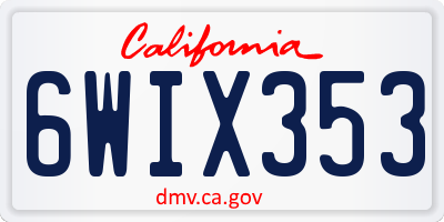 CA license plate 6WIX353
