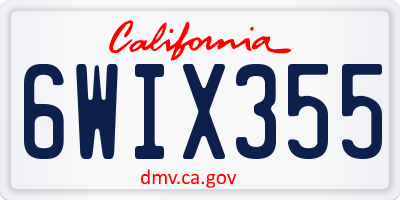 CA license plate 6WIX355