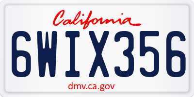CA license plate 6WIX356