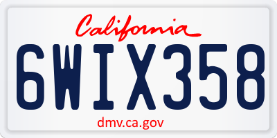 CA license plate 6WIX358