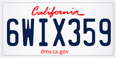 CA license plate 6WIX359