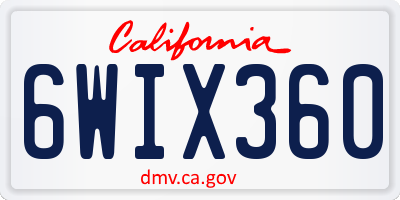 CA license plate 6WIX360