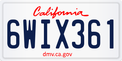 CA license plate 6WIX361