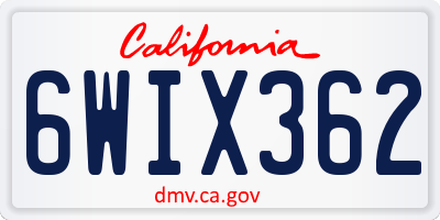 CA license plate 6WIX362