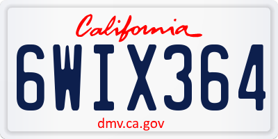 CA license plate 6WIX364
