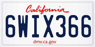 CA license plate 6WIX366