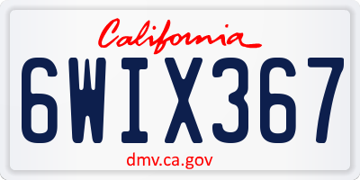 CA license plate 6WIX367