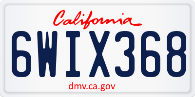 CA license plate 6WIX368