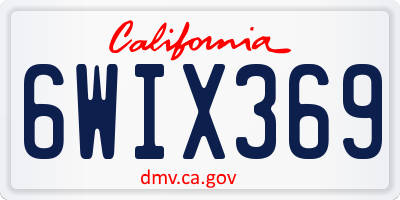 CA license plate 6WIX369